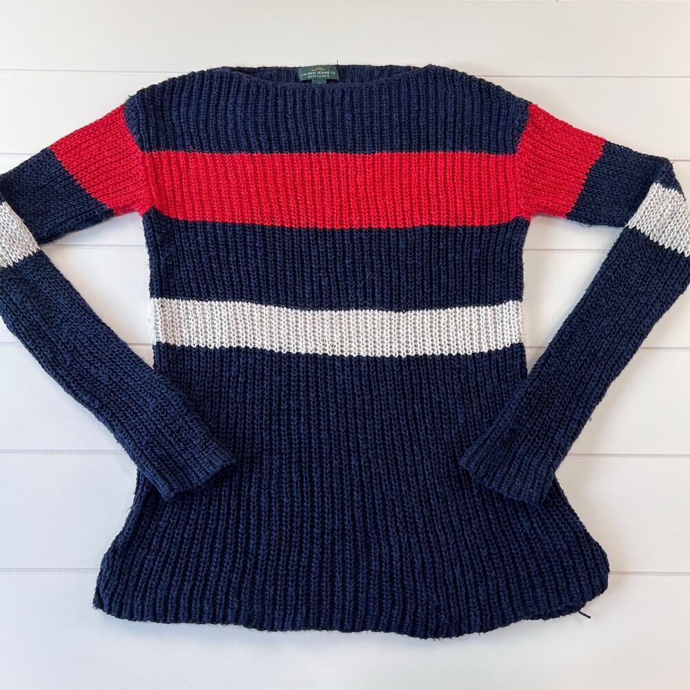 Lauren Ralph Lauren red white blue Knit Sweater women’s size Medium